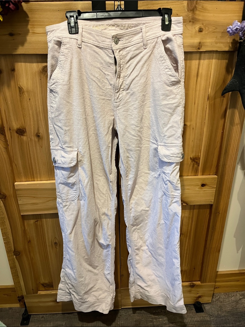 American Eagle Outfitters Light Pink Wide Leg Cargo Corduroy Pants